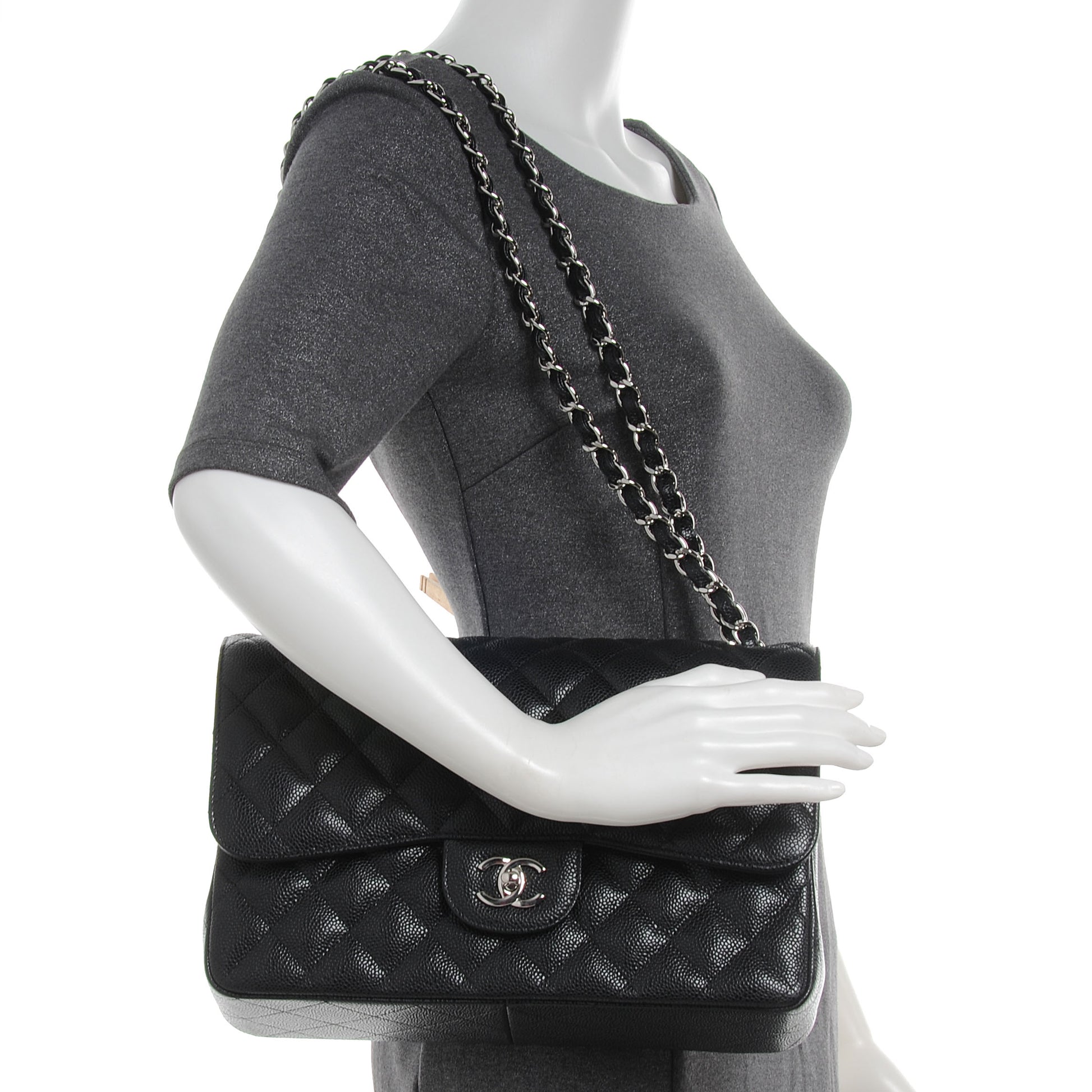 Chanel Caviar Quilted Jumbo Double Flap Black 2 of 8