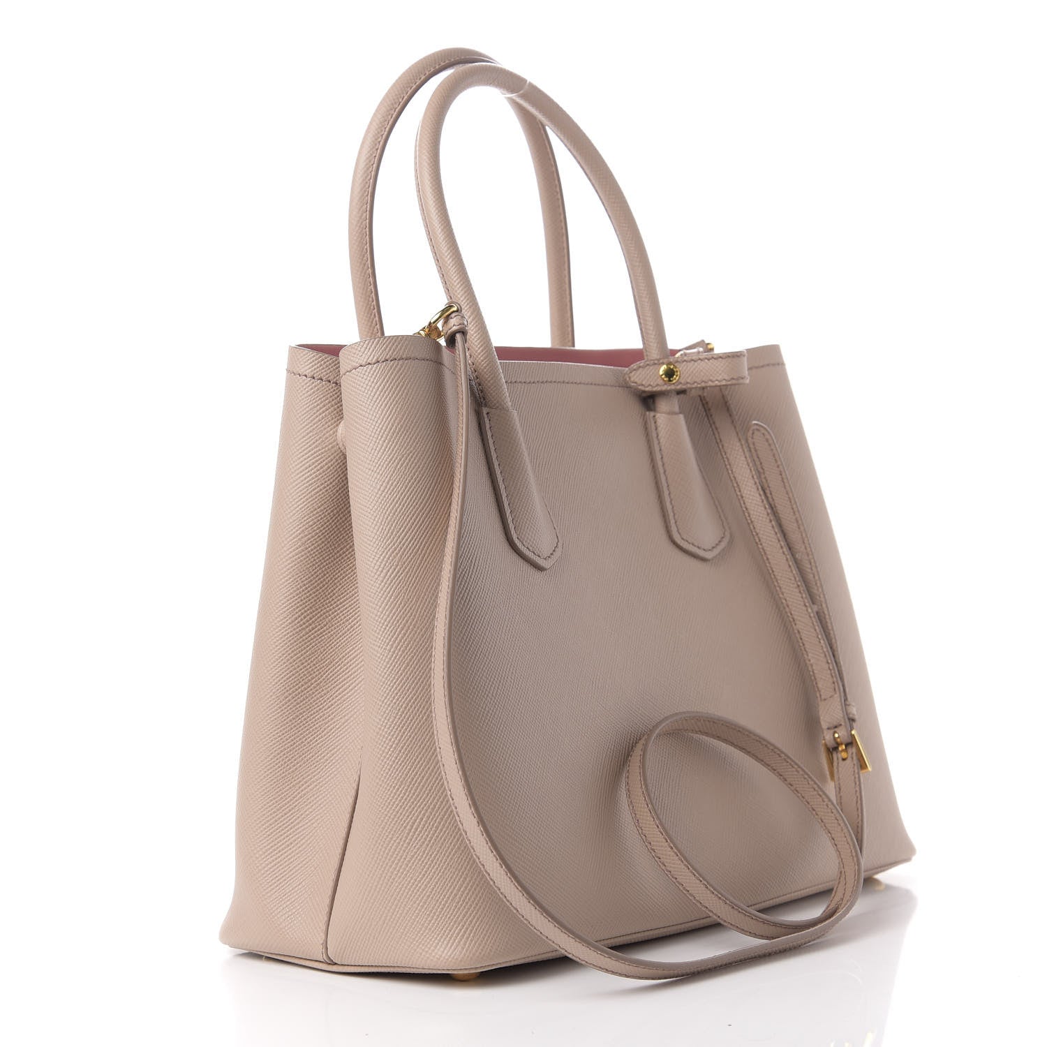Prada Saffiano Cuir Medium Double Bag Cammeo Rosa 4 of 16