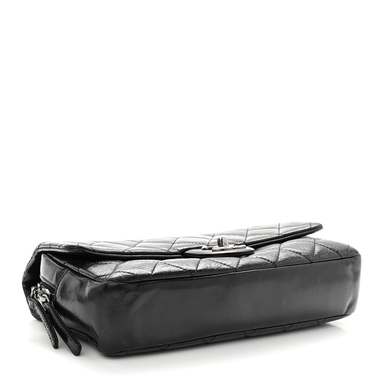 Chanel Glazed Calfskin Quilted Medium Duo Color Flap Black 4 of 10