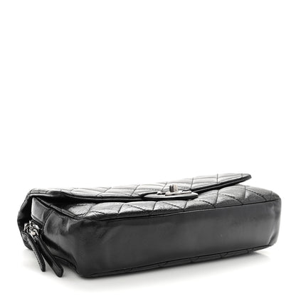 Chanel Glazed Calfskin Quilted Medium Duo Color Flap Black 4 of 10