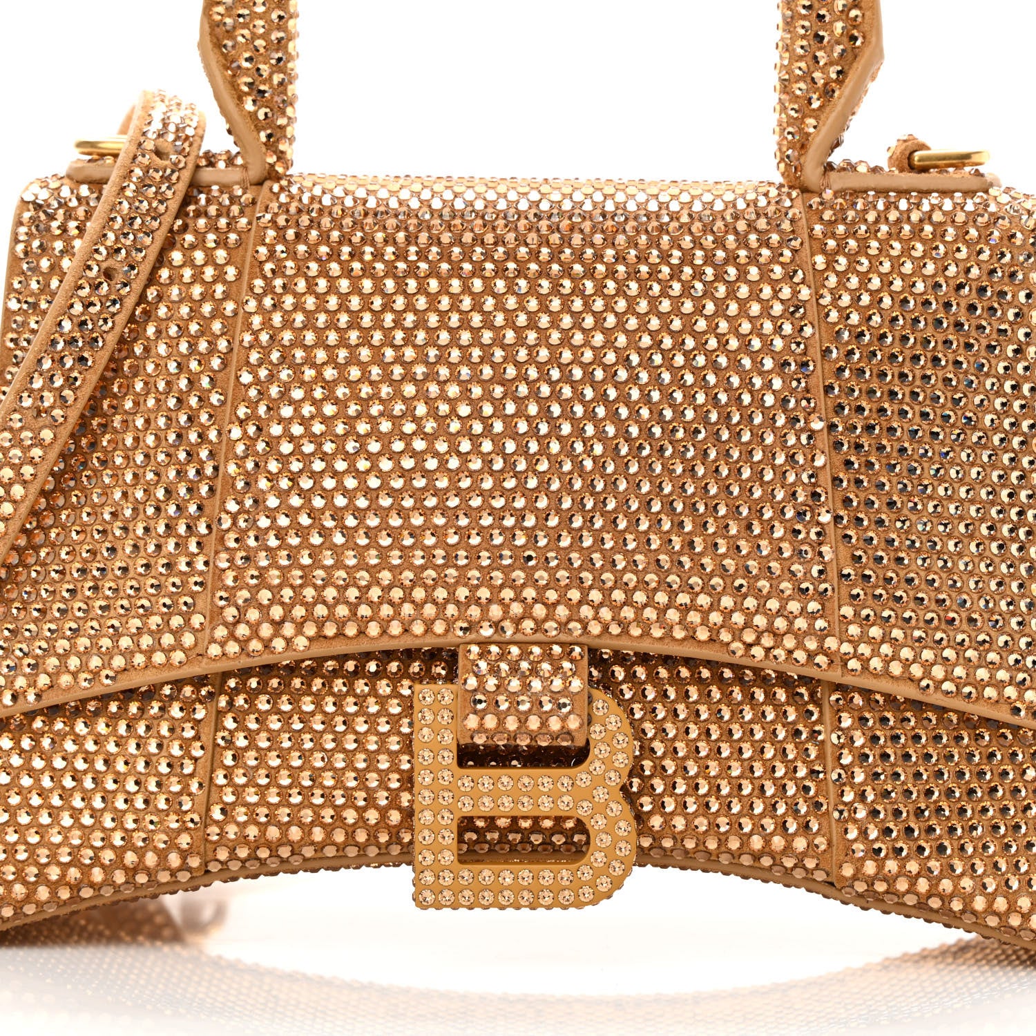 Balenciaga Strass Suede Hourglass Top Handle Bag XS Gold 9 of 13