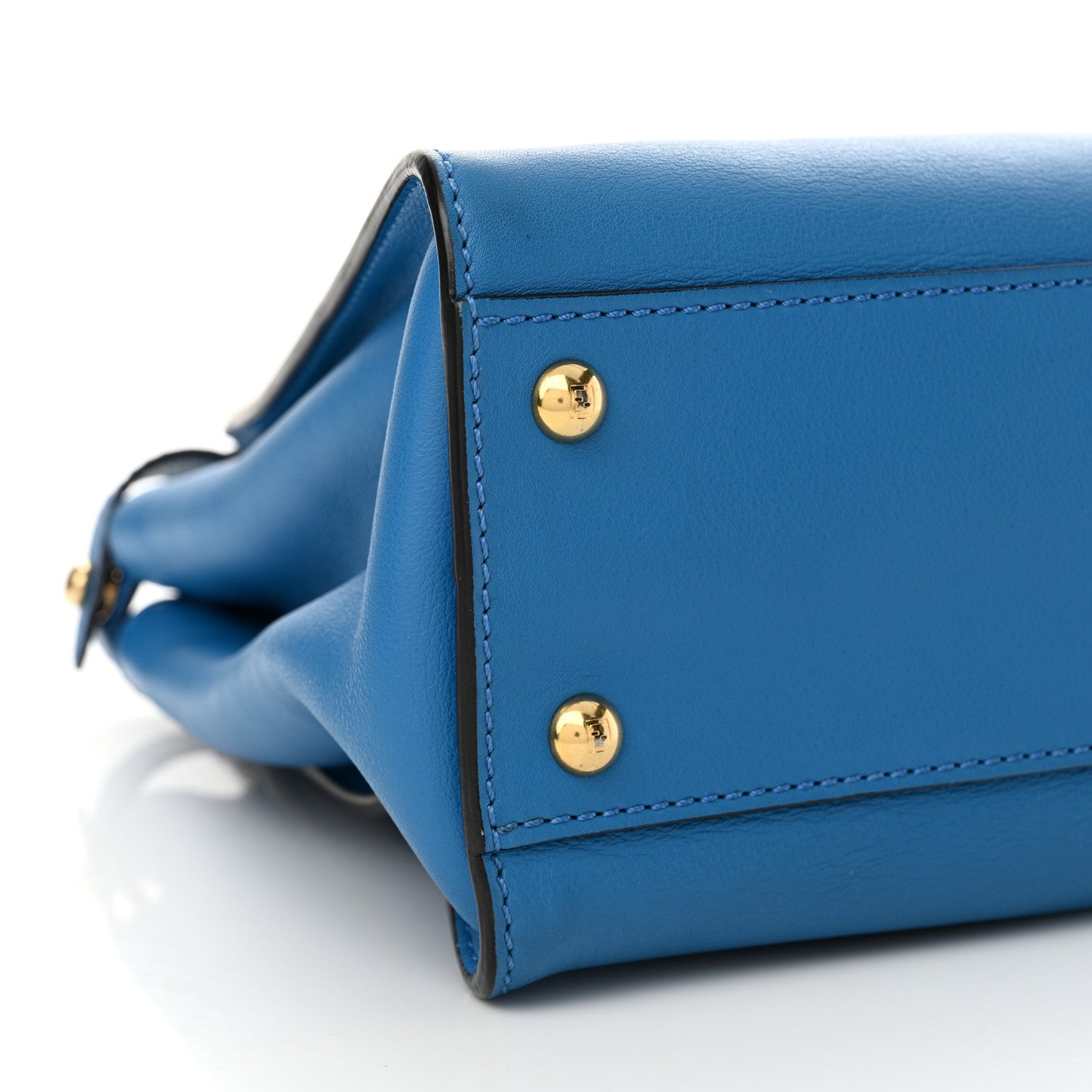 Fendi Vitello Seta Medium Peekaboo Iconic Satchel Blue Royal 9 of 12