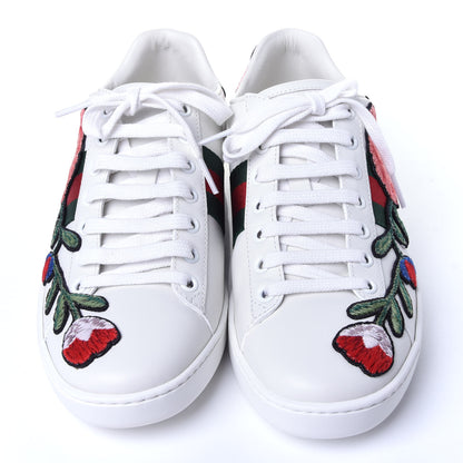 Gucci Calfskin Web Floral Embroidered Ace Sneakers 38 White 5 of 12