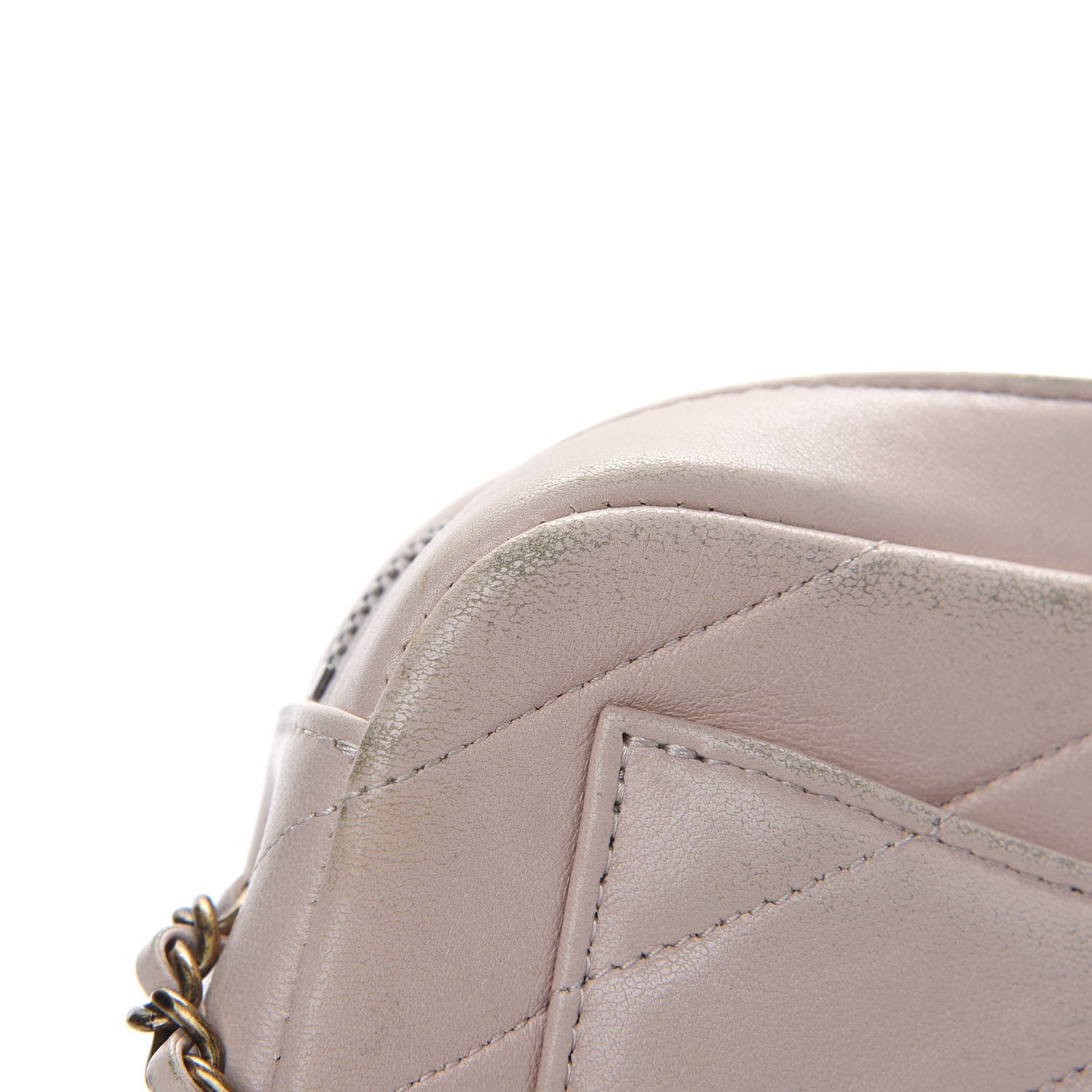 Chanel Shiny Lambskin Chevron Stitched Small Coco Camera Case Beige 12 of 12