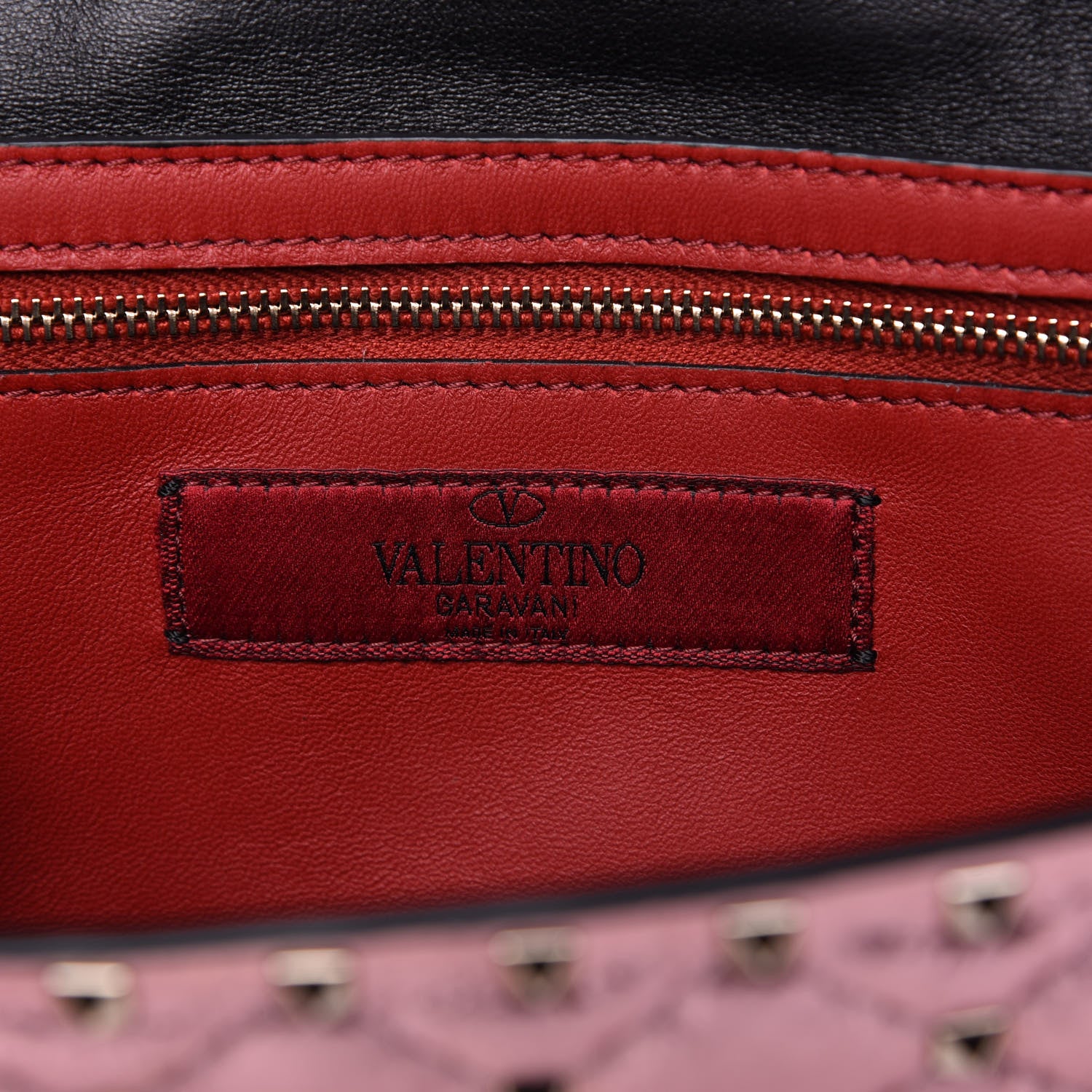 Valentino Garavani Metallic Wrinkled Lambskin Rockstud Spike Wallet on Chain Lipstick 8 of 13
