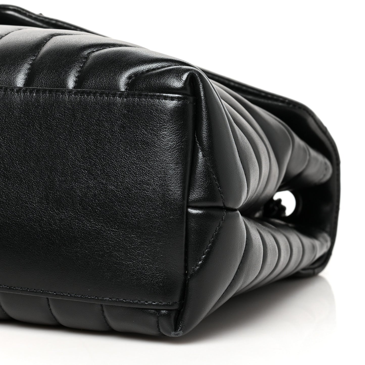 Calfskin Y Quilted Monogram Medium Loulou Chain Satchel Black