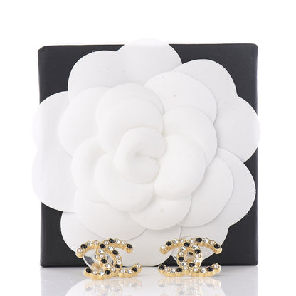 Chanel Resin Pearl Crystal CC Earrings Gold Black 5 of 5