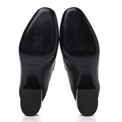 Hermes Goatskin Paradis Mules 37.5 Black 4 of 4