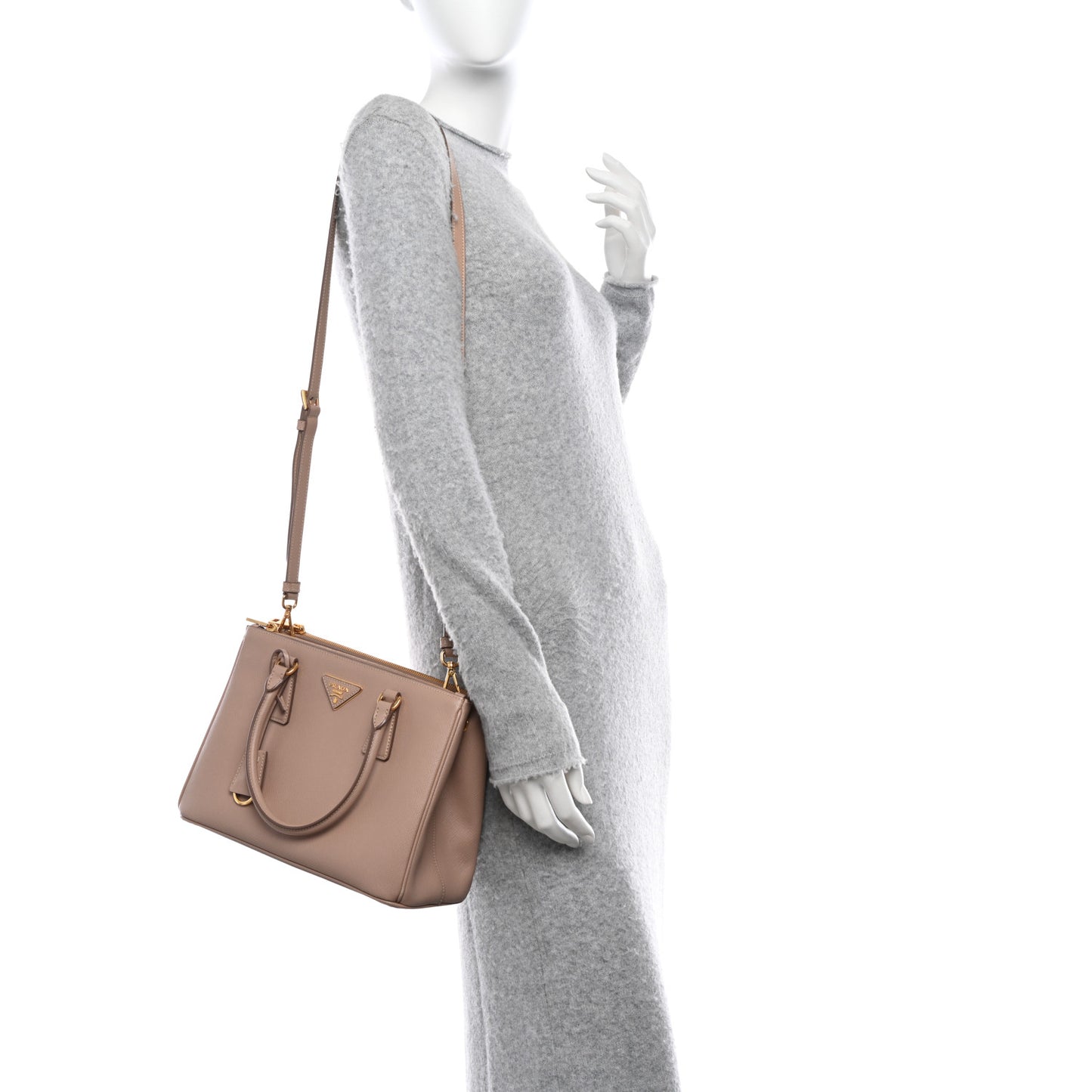 Saffiano Lux Small Galleria Double Zip Tote Cipria