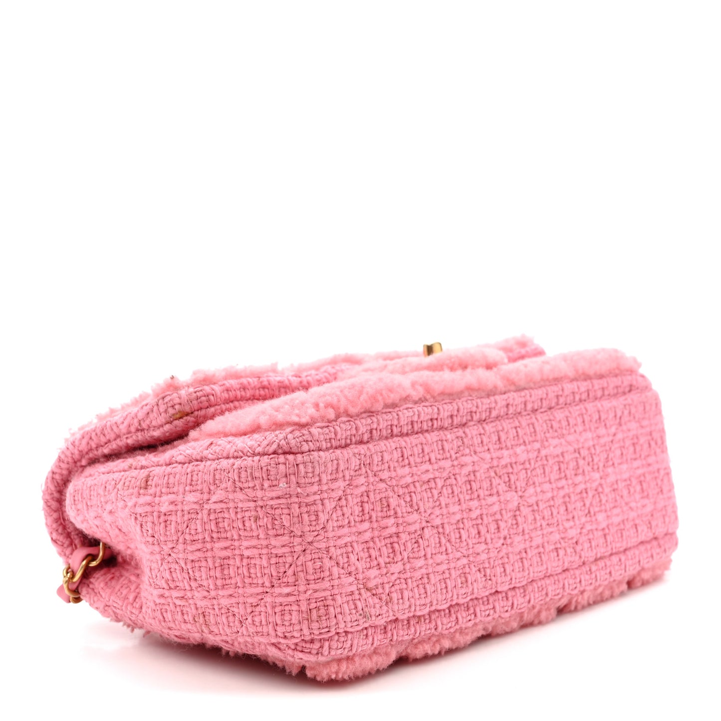 Shearling Tweed Quilted Medium Flap Bag Light Pink