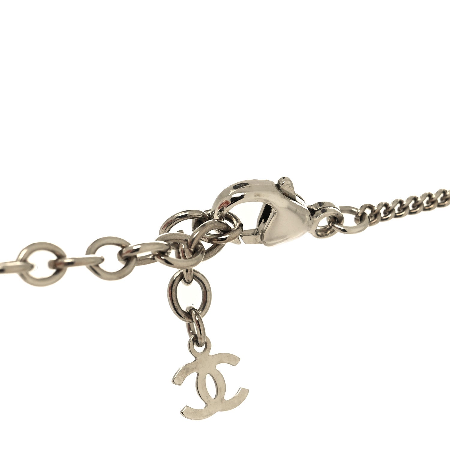 Chanel Resin Butterfly CC Pendant Necklace Silver Multicolor 4 of 5