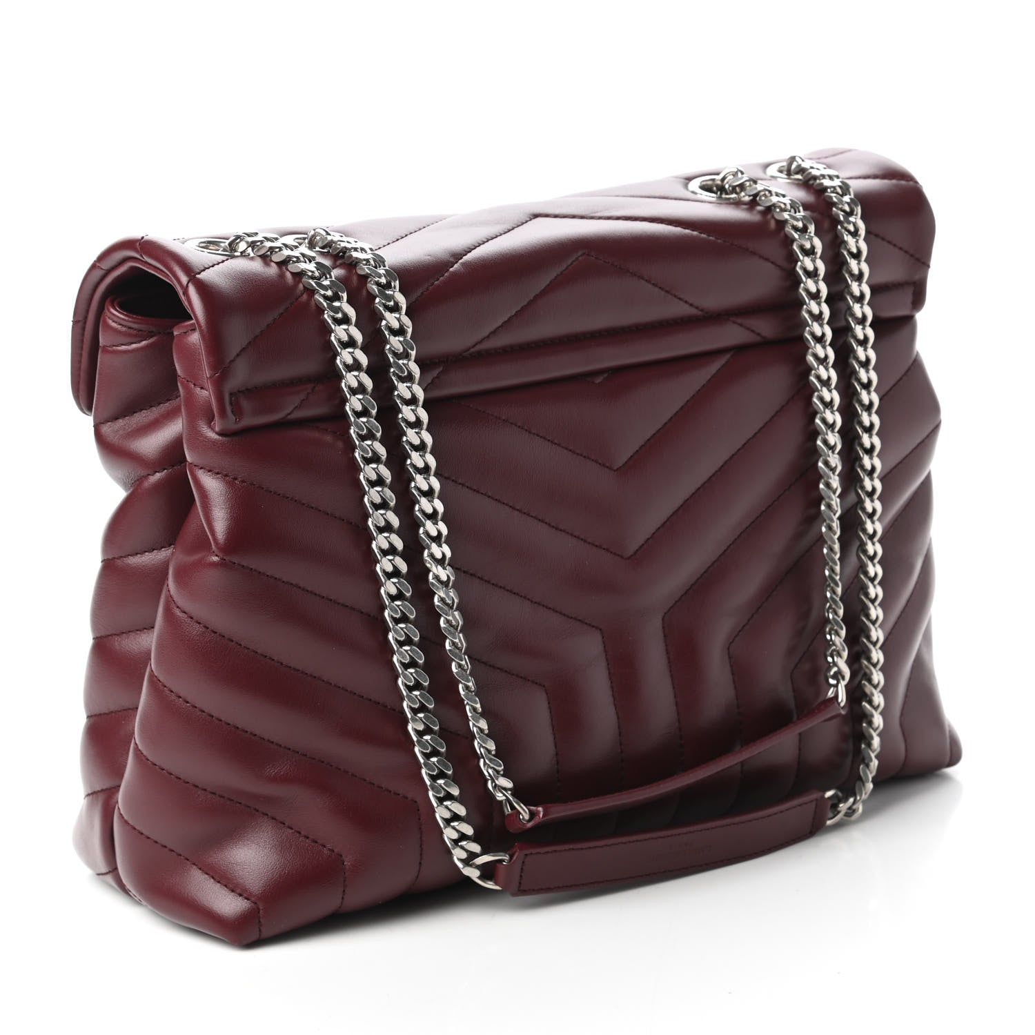 Saint Laurent Calfskin Y Quilted Monogram Medium Loulou Chain Satchel Rouge Legion 3 of 10
