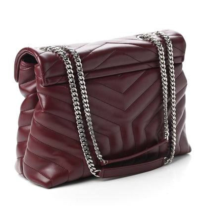 Saint Laurent Calfskin Y Quilted Monogram Medium Loulou Chain Satchel Rouge Legion 3 of 10