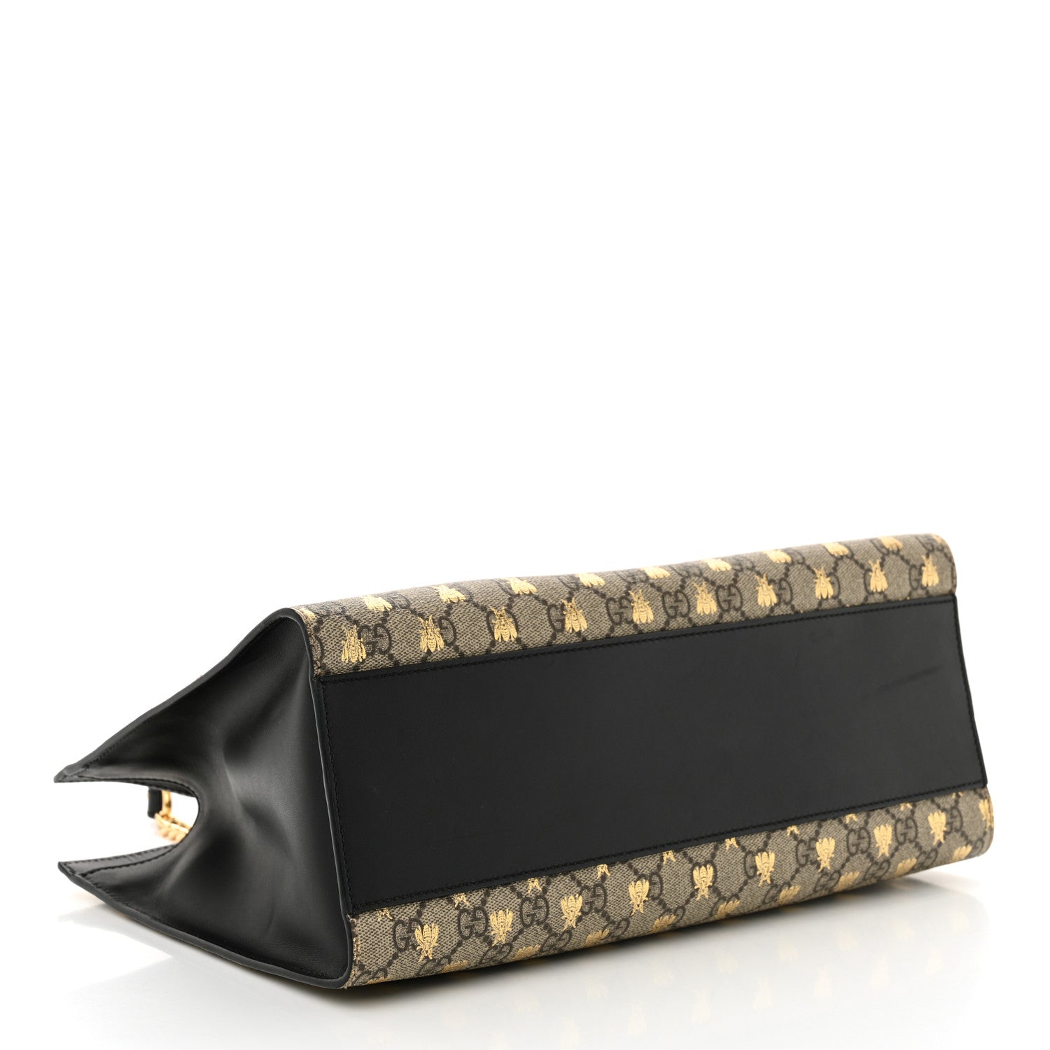 Gucci GG Supreme Monogram Bees Medium Padlock Tote Beige Oro Black 4 of 10
