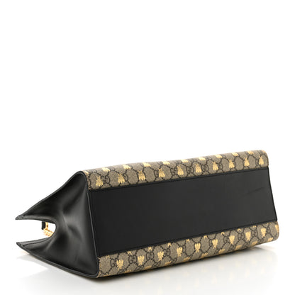 Gucci GG Supreme Monogram Bees Medium Padlock Tote Beige Oro Black 4 of 10
