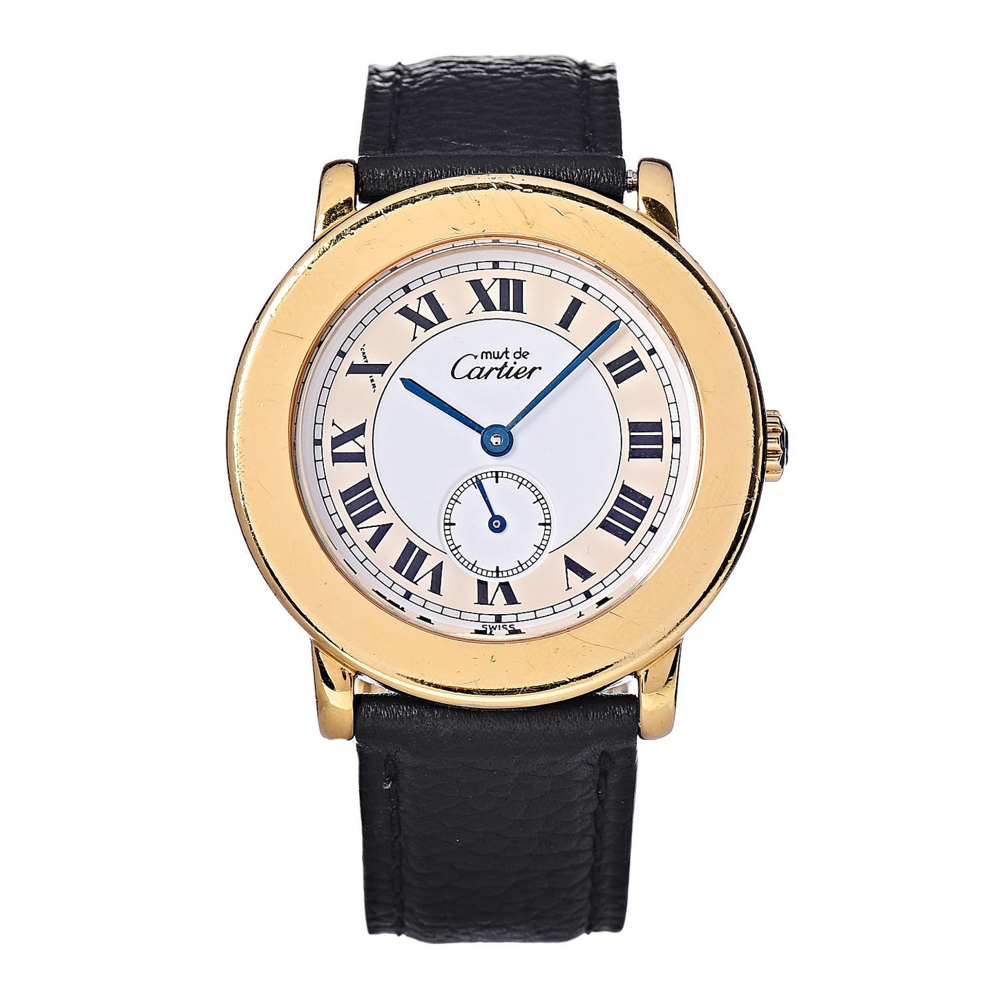 Sterling Silver Vermeil Calfskin 33mm Must De Cartier Quartz Watch