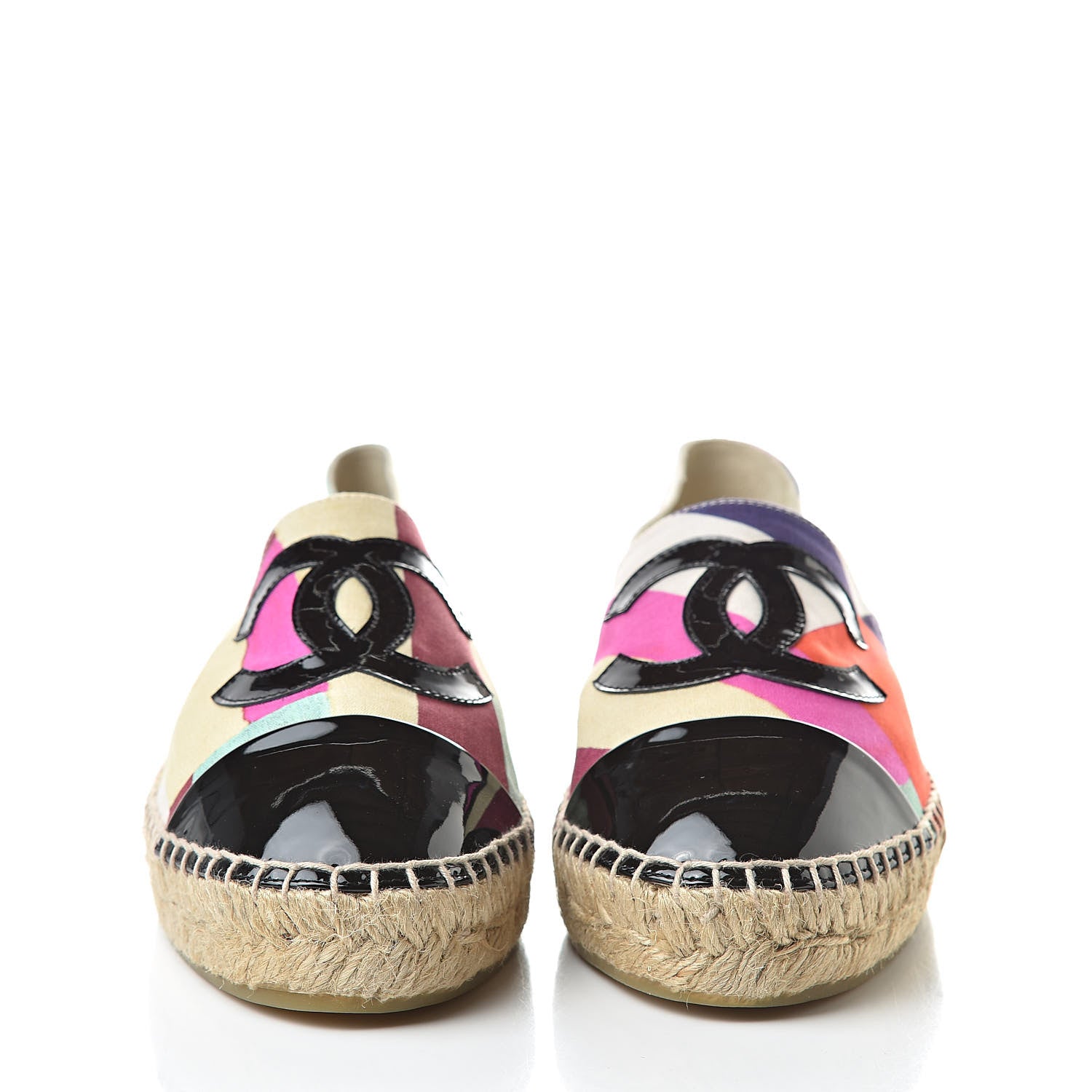 Chanel Patent Fabric Striped CC Espadrilles 39 Multicolor Black 2 of 13