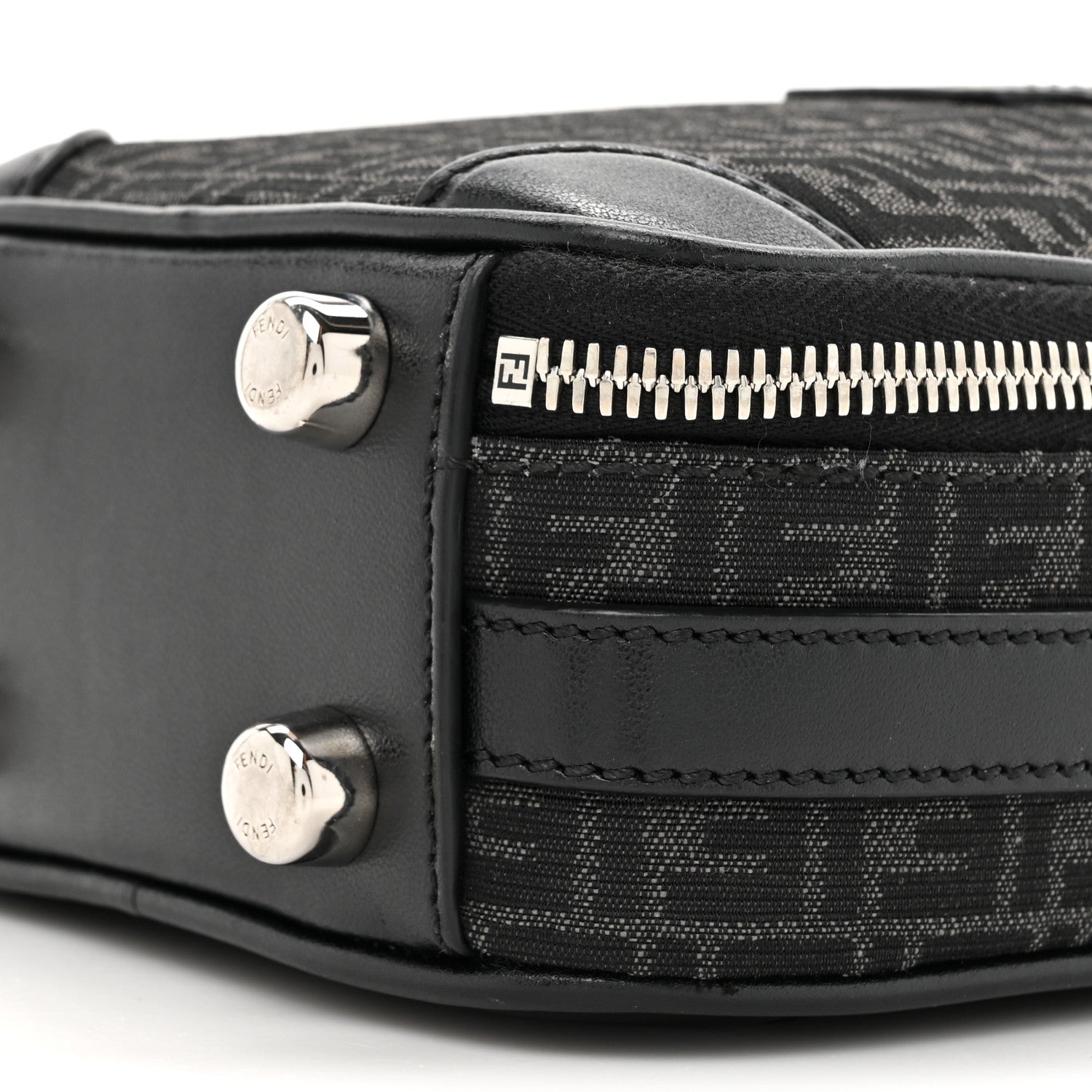 Fendi Recycled Fabric Jacquard Vitello Astro Micro FF Mini Trolley Bag Asfalto Black 9 of 11