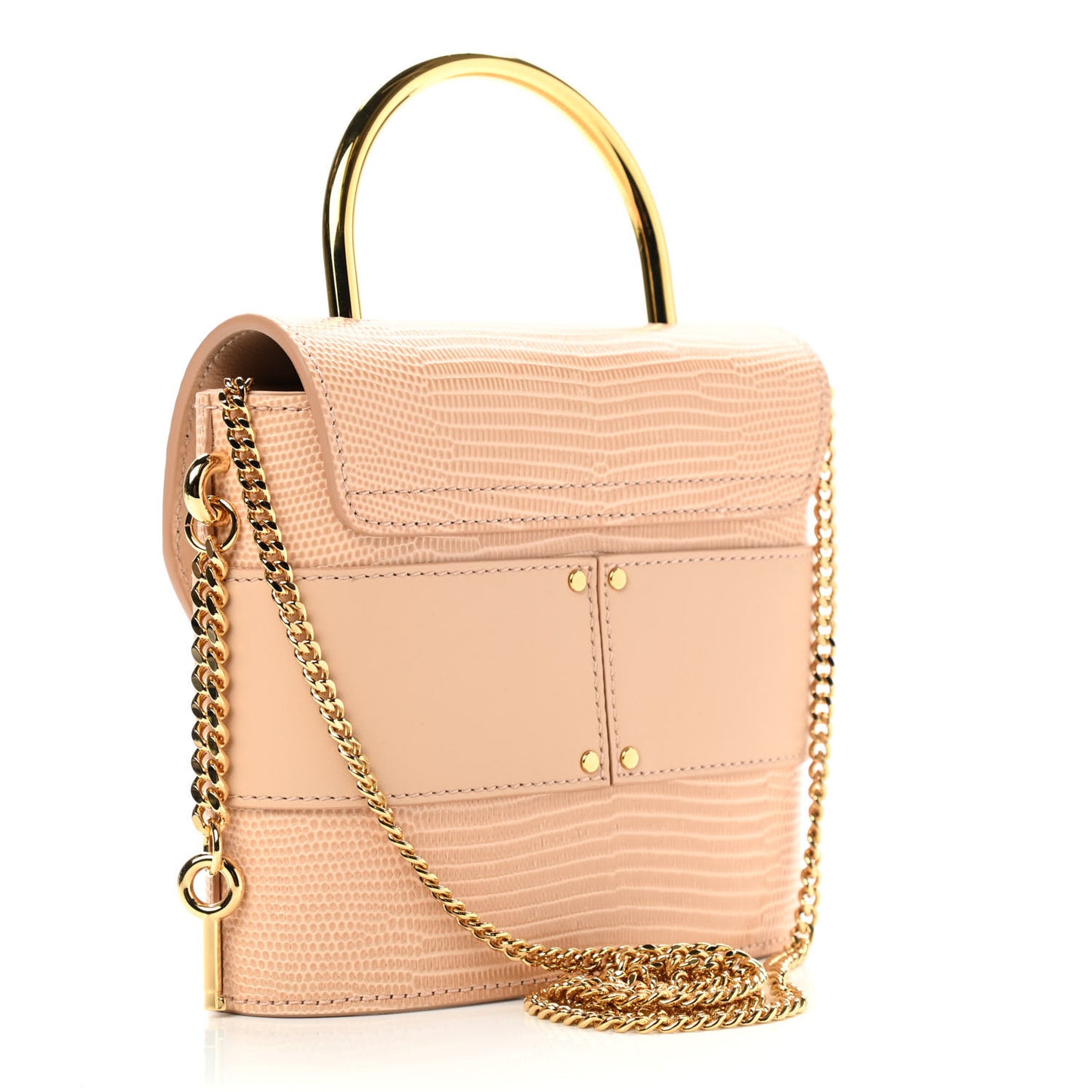 Calfskin Lizard Embossed Small Aby Lock Delicate Pink