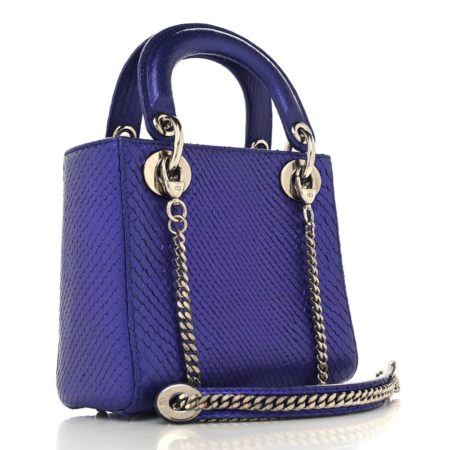 Christian Dior Metallic Snakeskin Mini Lady Dior Purple 3 of 13