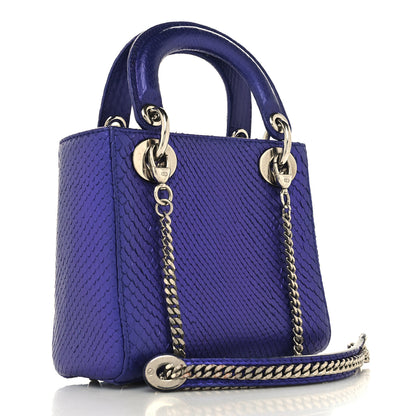 Christian Dior Metallic Snakeskin Mini Lady Dior Purple 3 of 13