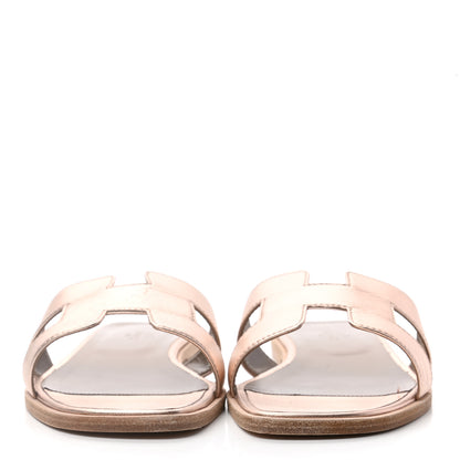 Hermes Metallic Calfskin Oran Sandals 40.5 Rose Dore 2 of 8
