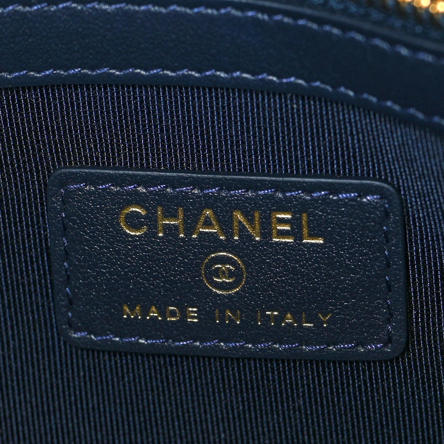 Chanel Lurex Canvas Medium Deauville Cosmetic Pouch Navy Blue Gold 6 of 11