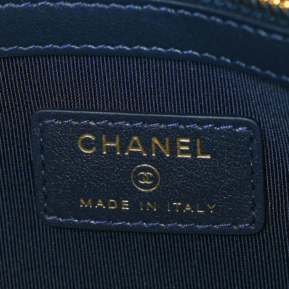 Chanel Lurex Canvas Medium Deauville Cosmetic Pouch Navy Blue Gold 6 of 11