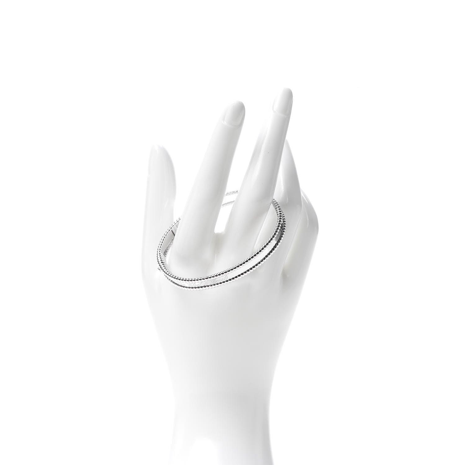 Van Cleef & Arpels 18K White Gold Perlee Signature Bangle Bracelet M 2 of 6