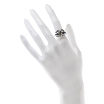 Chanel Crystal CC Ring 50/5.25 Silver Blue 2 of 4