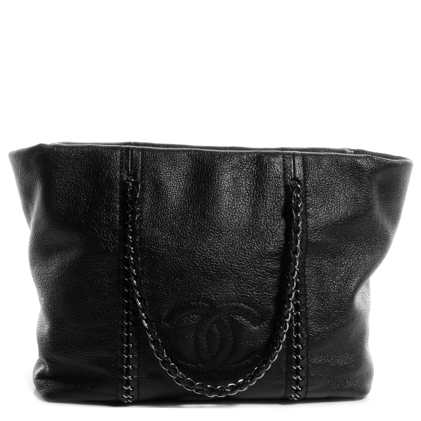 Metallic Deerskin Luxe Ligne Tote Black