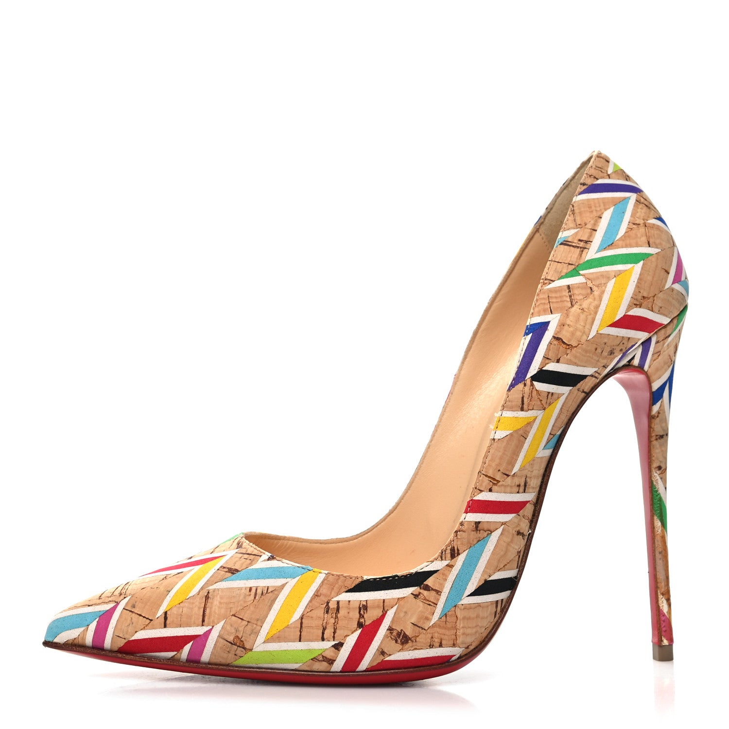 Christian Louboutin Cork Chevron Print So Kate 120 Pumps 37.5 Multicolor 1 of 7