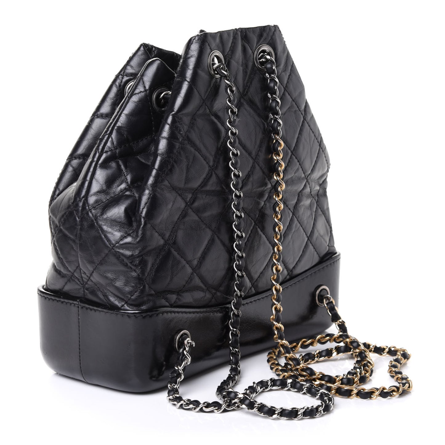 Aged Calfskin Quilted Gabrielle Backpack Black