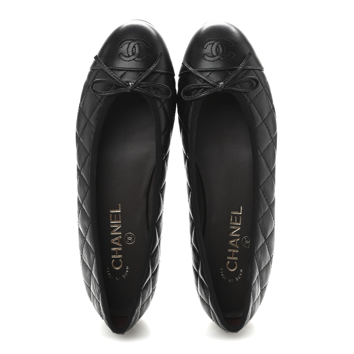 Chanel Aged Calfskin Quilted CC Cap Toe Ballerina Flats 38.5 Black 2 of 9