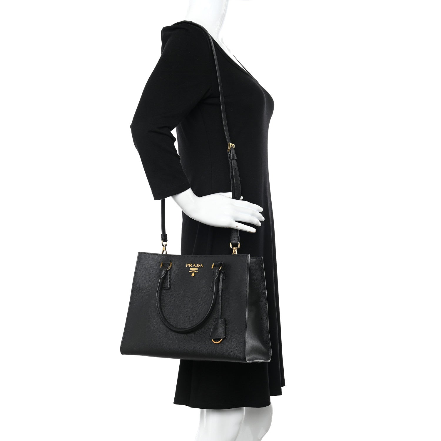 Prada Saffiano Tote Black 2 of 9
