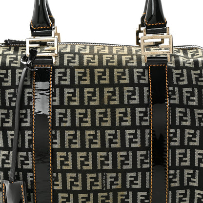 Fendi Zucchino Patent Small Forever Boston Black Panna 8 of 10