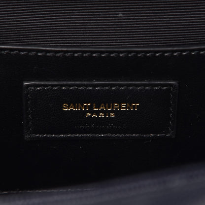 Saint Laurent Grain De Poudre Matelasse Chevron Medium Monogram Satchel Midnight Blue 7 of 8
