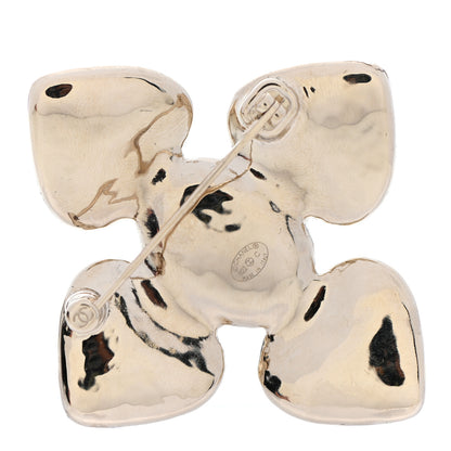 Chanel Resin Pearl CC Heart Brooch Gold Pearly White Black 3 of 4
