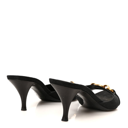Saint Laurent Jacquard All-Over Monogram Le Maillon 60mm Mules 38 Black 5 of 9