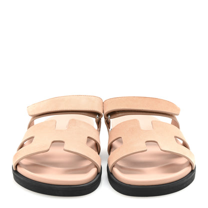 Hermes Suede Goatskin Womens Chypre Sandals 38 Nude 3 of 10