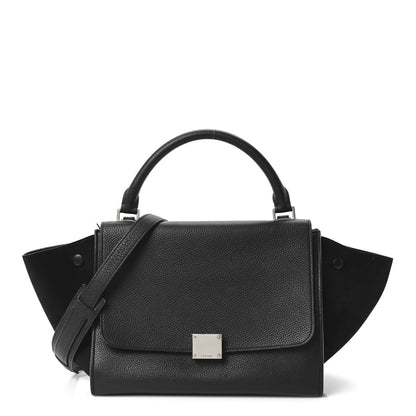 Celine Drummed Calfskin Suede Small Trapeze Black 1 of 10
