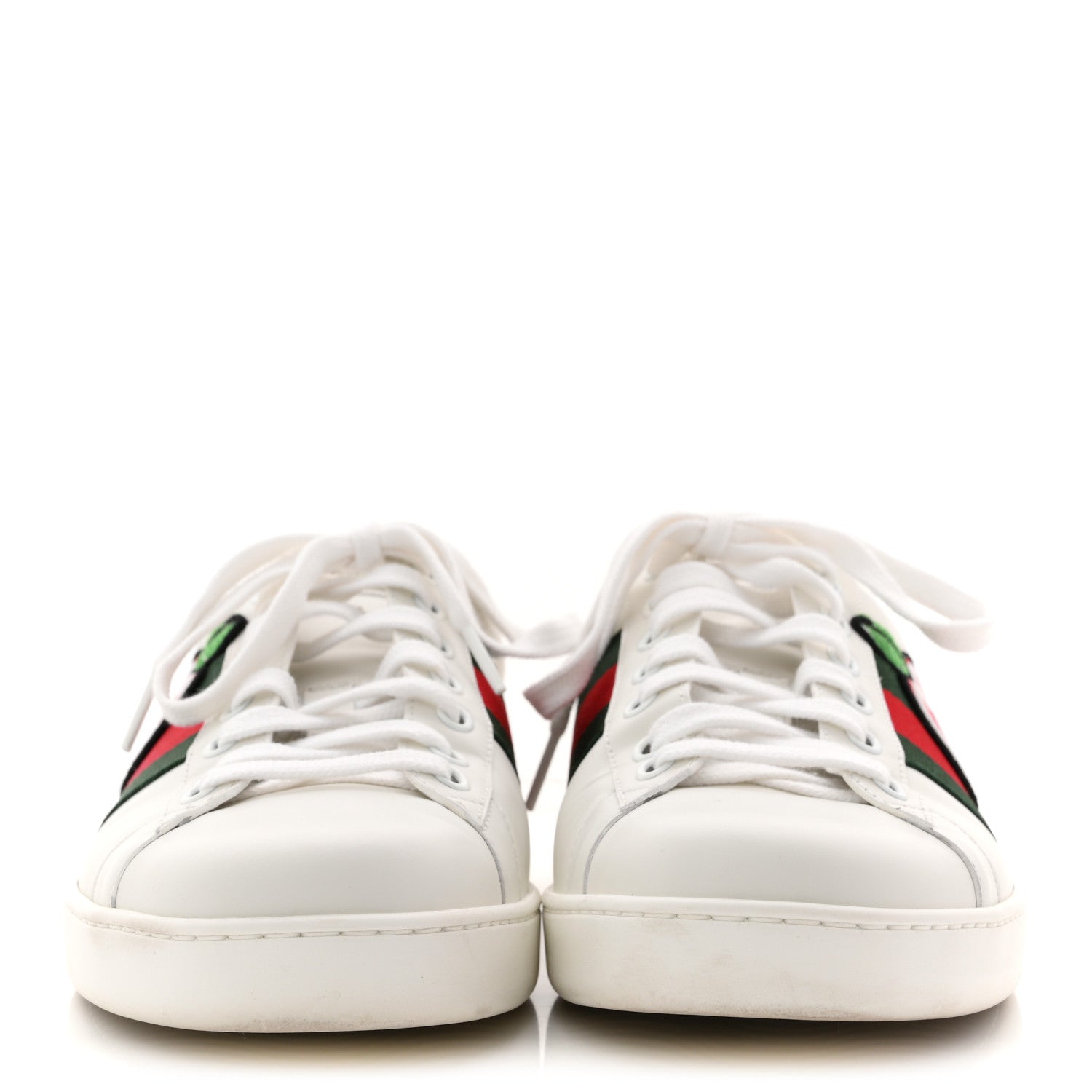 Gucci Calfskin Crocodile Web Mens Ace Sneakers 8 White Green 3 of 13