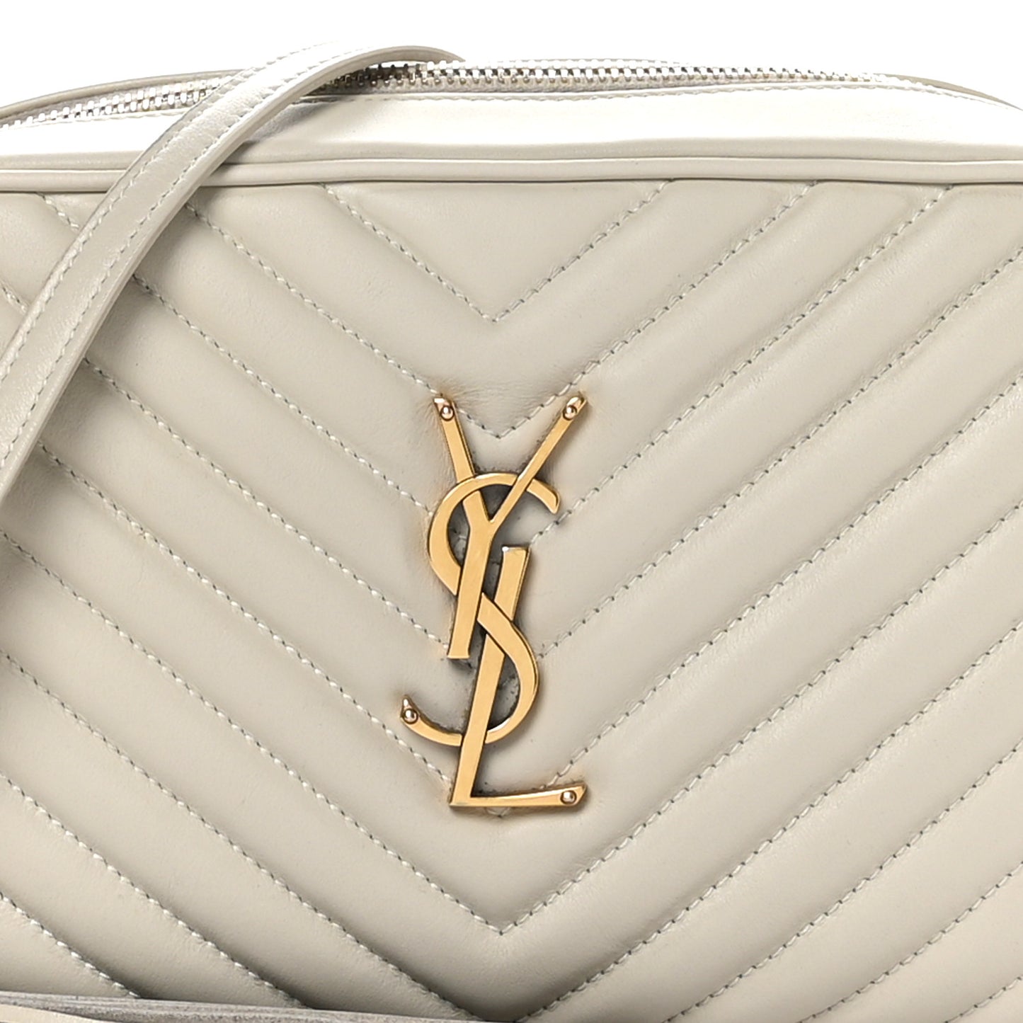 SAINT LAURENT Calfskin Matelasse Monogram Lou Camera Bag Crema Soft