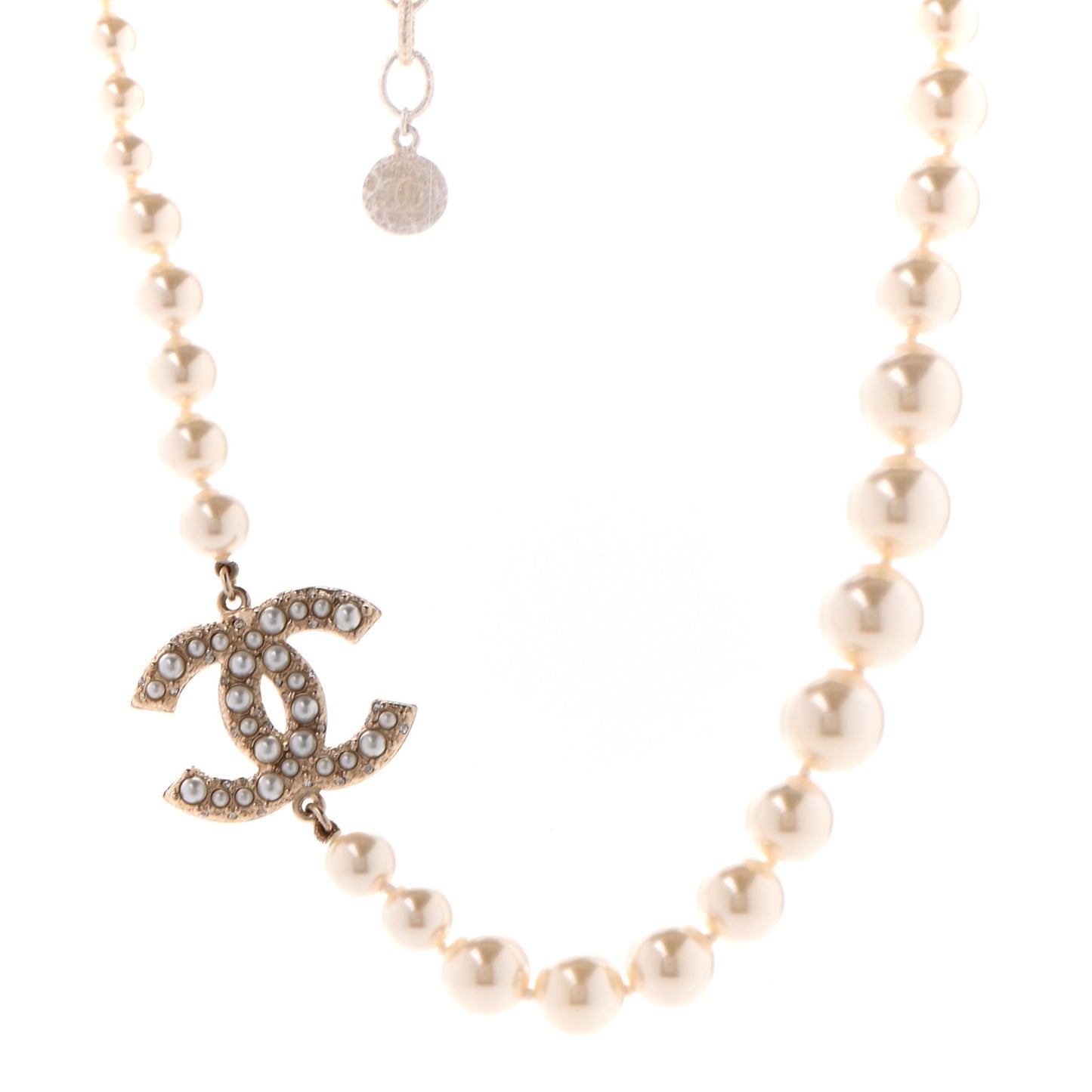 Pearl CC 100th Anniversary Necklace Light Gold