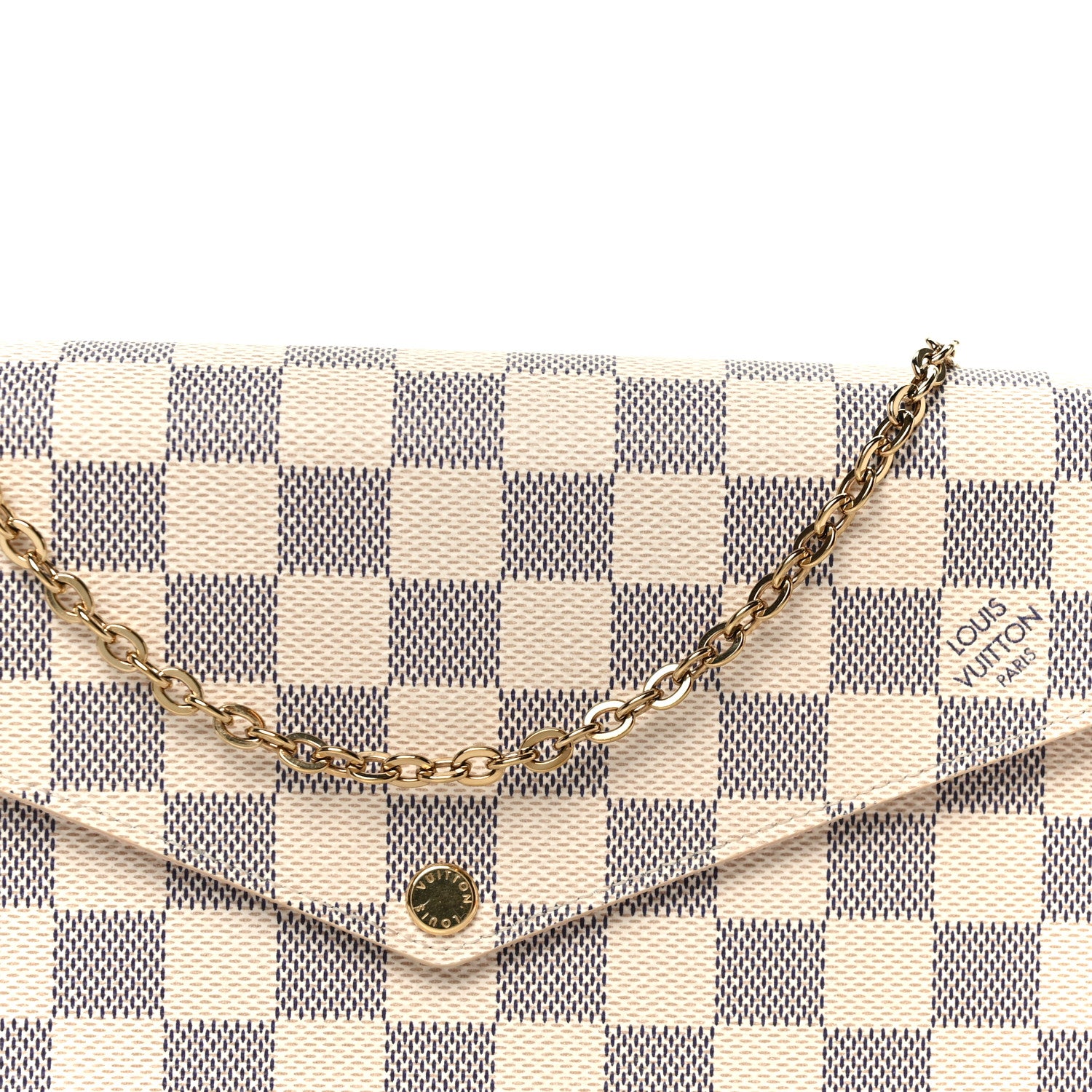 Louis Vuitton Damier Azur Pochette Felicie Chain Wallet Rose Ballerine 8 of 11