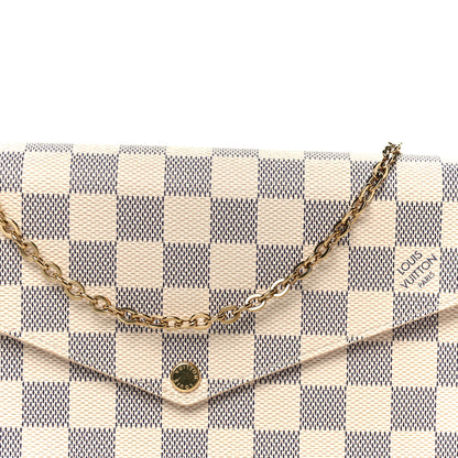 Louis Vuitton Damier Azur Pochette Felicie Chain Wallet Rose Ballerine 8 of 11