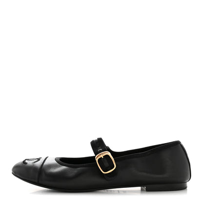 Chanel Lambskin Cap Toe CC Mary Jane Flats 36.5 Black 1 of 11