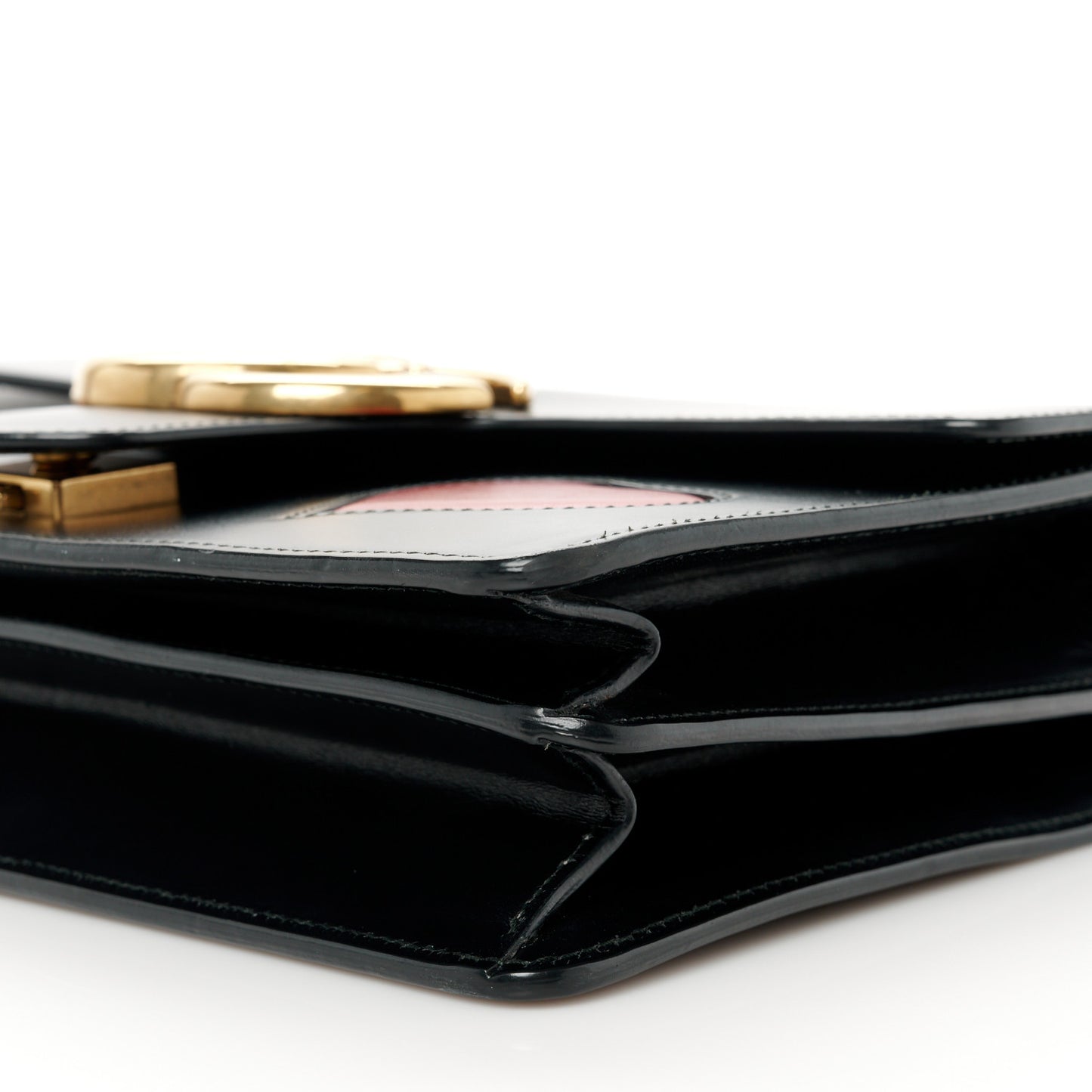 Knight Calfskin Malaga Kid Heart Medium GG Marmont Chain Handle Bag Black Hibiscus Red Multicolor
