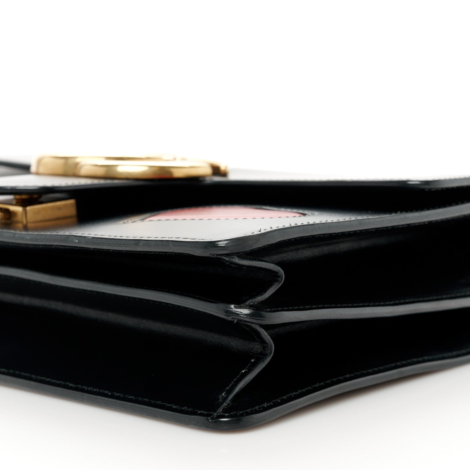 Gucci Knight Calfskin Malaga Kid Heart Medium GG Marmont Chain Handle Bag Black Hibiscus Red Multicolor 11 of 11