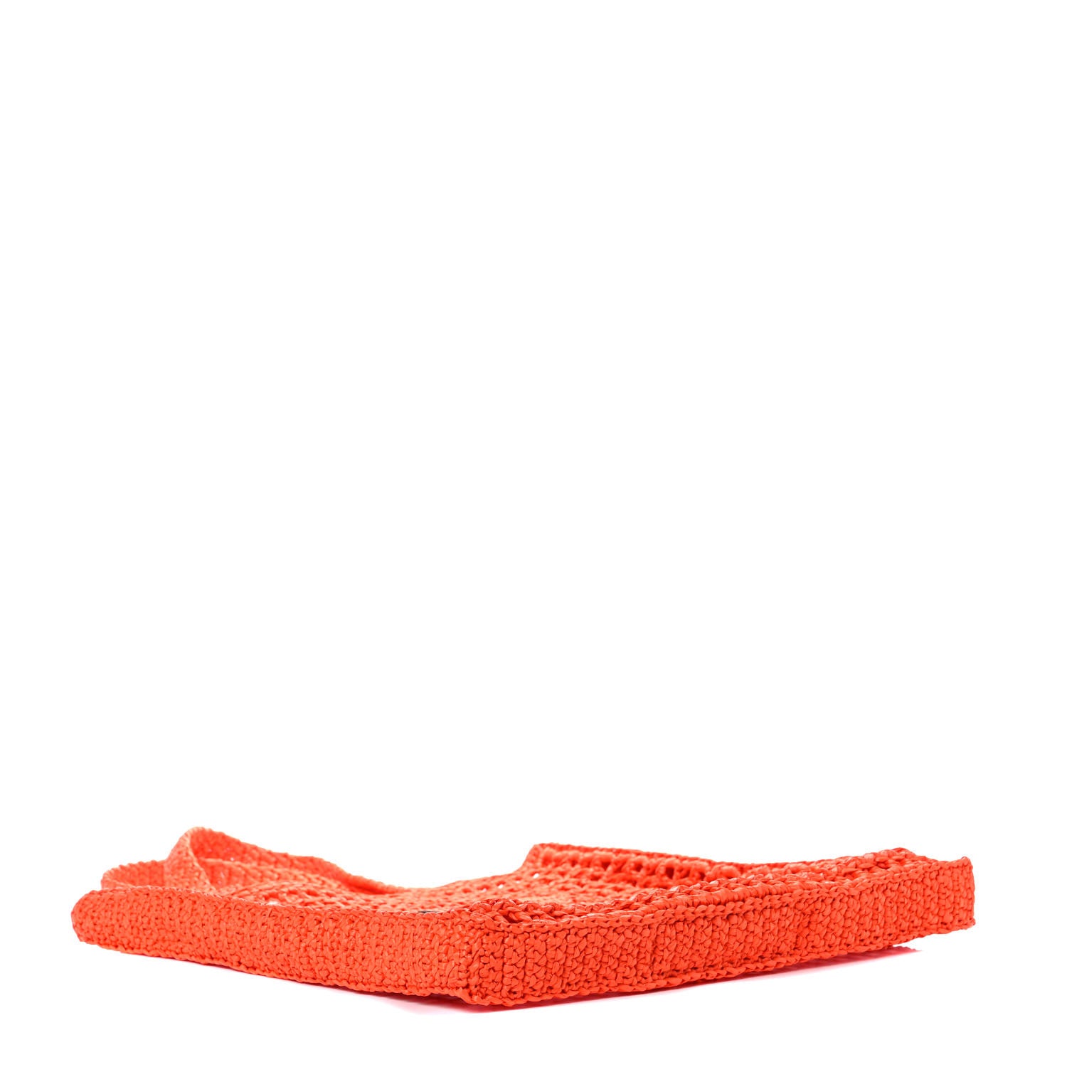 Prada Yarn Raffia Effect Crochet Logo Embroidered Tote Bag Arancio 4 of 9